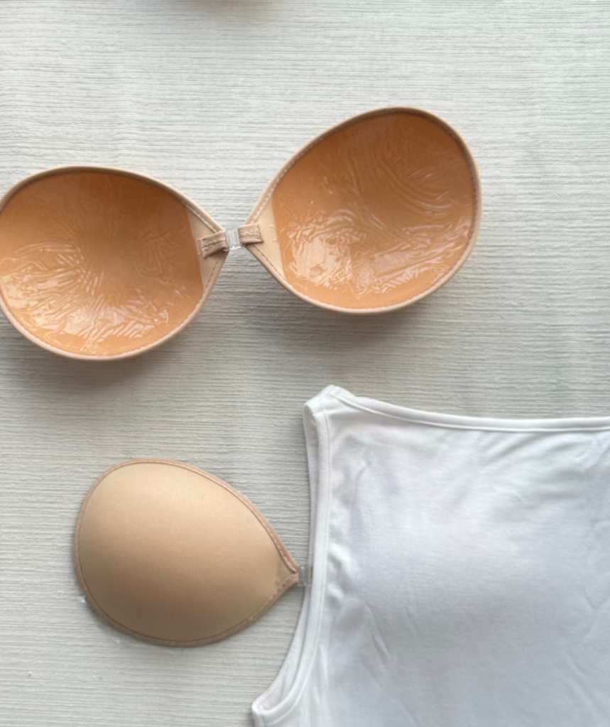 Stick-on bras Stick-on bras that keep nipples from showing